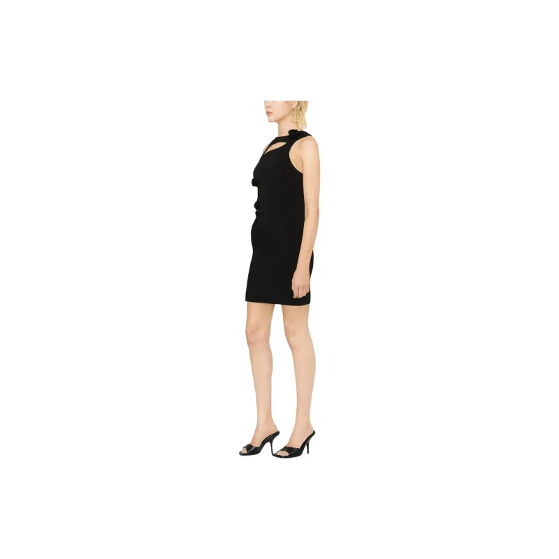 COPERNI Asymmetric Flower Knit Mini Dress 'Black'-3