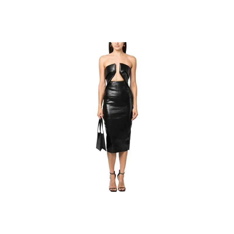 RICK OWENS Strapless Patent Midi Dress-1