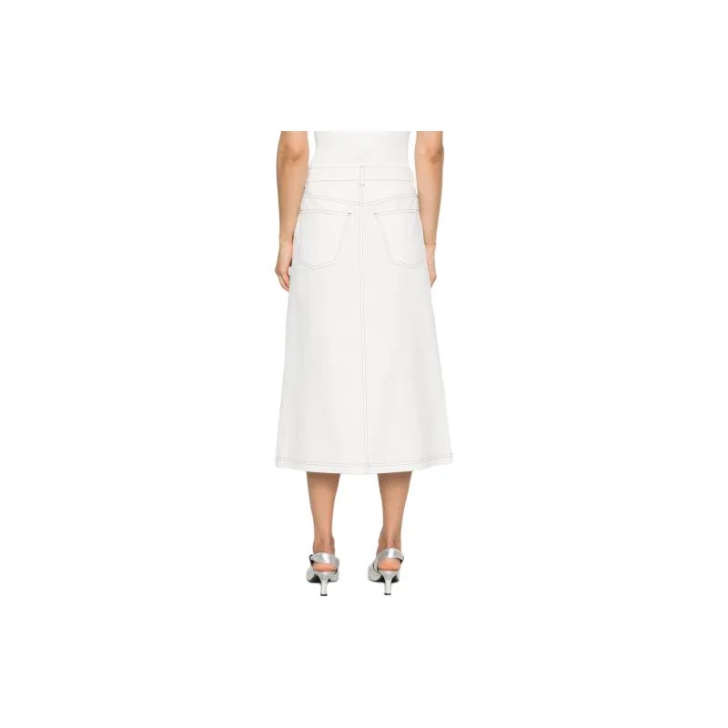 TOTEME Low Rise Contrast Stitched Midi Skirt-2