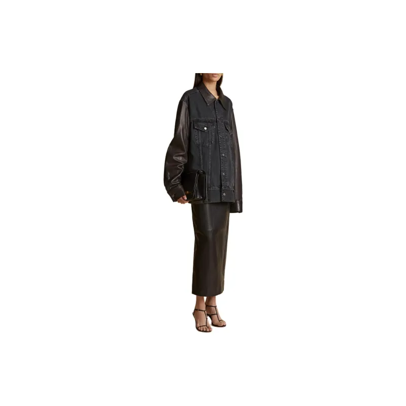 KHAITE Grizzo Jacket Leather Combo 'Prescott'-3