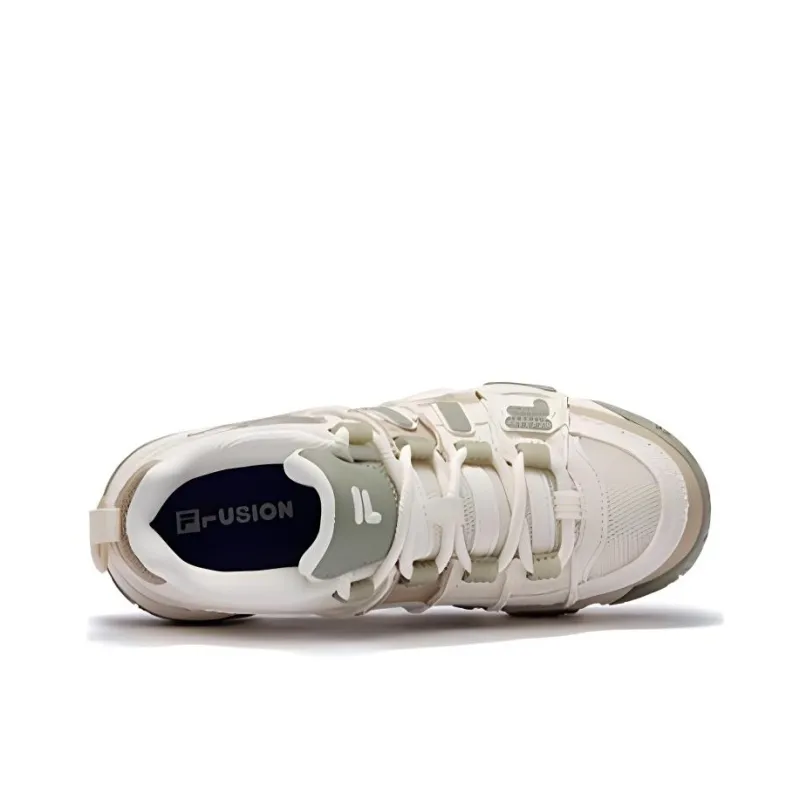 FILA FUSION BARRICADE Puffy Shoes Anti Slip Wear Resistant Low Top Casual Shoes Women's White Green-2