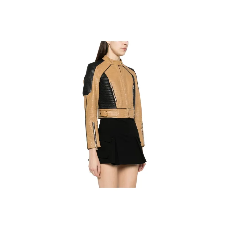 PINKO Colour-block Panelled Leather Jacket-3