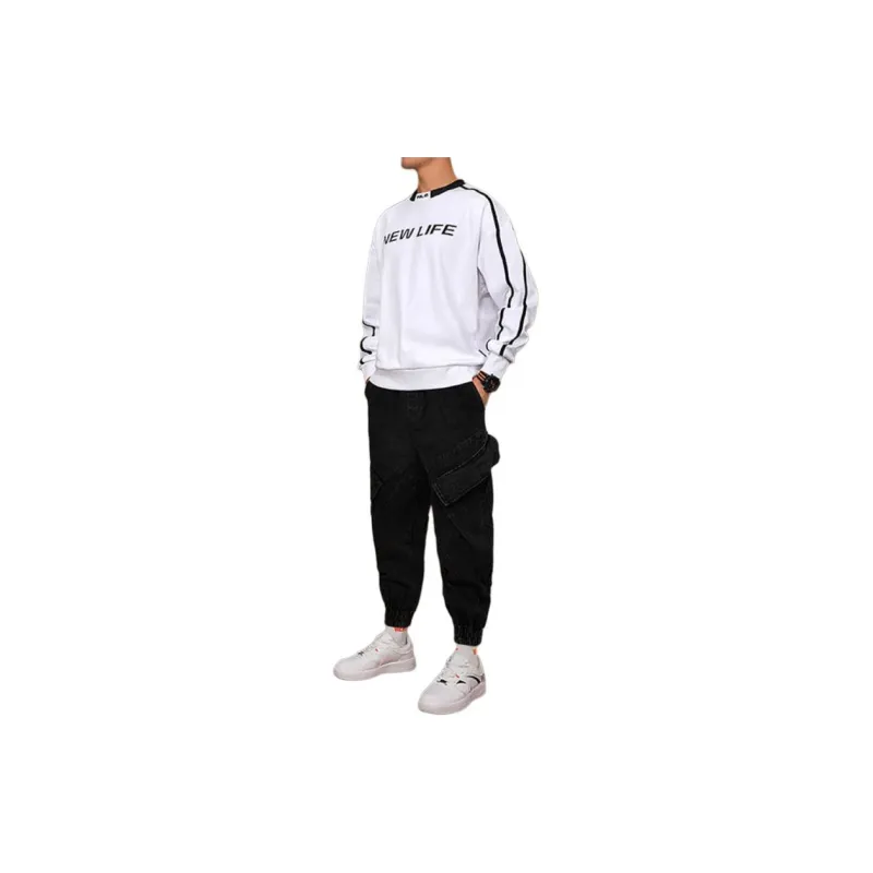 QIAODAN Sweatshirt Men's Jordan White/Eye-Catching Blue-2