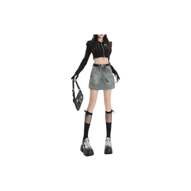 ZNZX Denim Short Skirts Women's Nano Gray-1