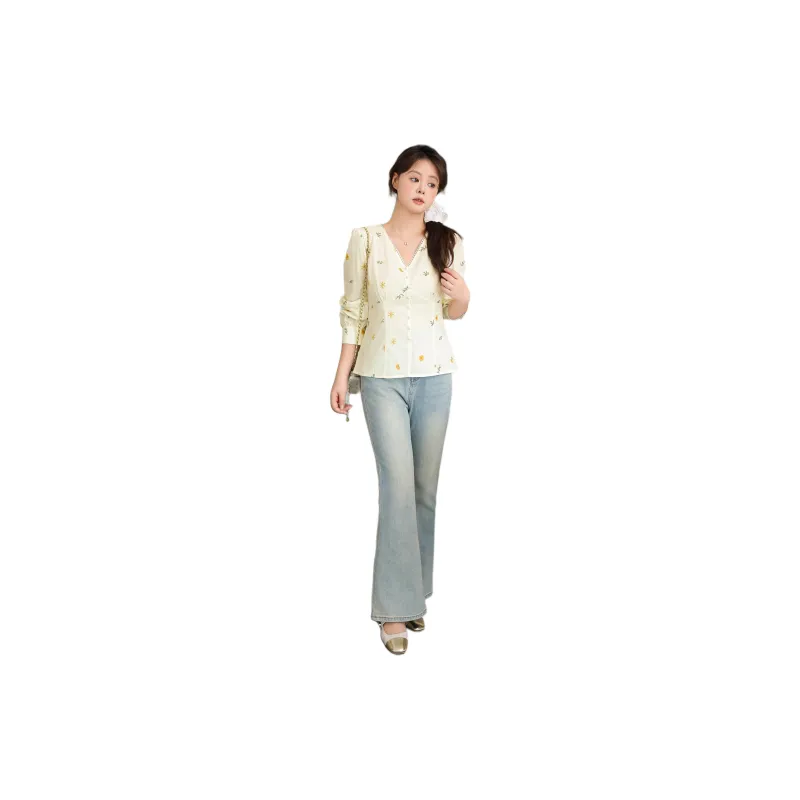 DAMABAIFENBAI Shirt Women's Apricot-2