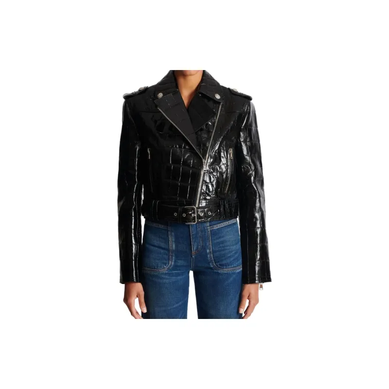 BALMAIN Polished finish Biker Jacket-4