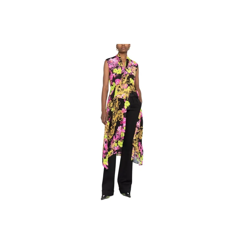 VERSACE Floral Printed Asymmetric Sleeveless Dress-1