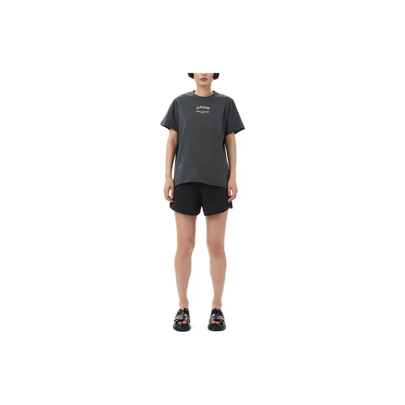 GANNI Logo Embroidered Drawstring Shorts-1