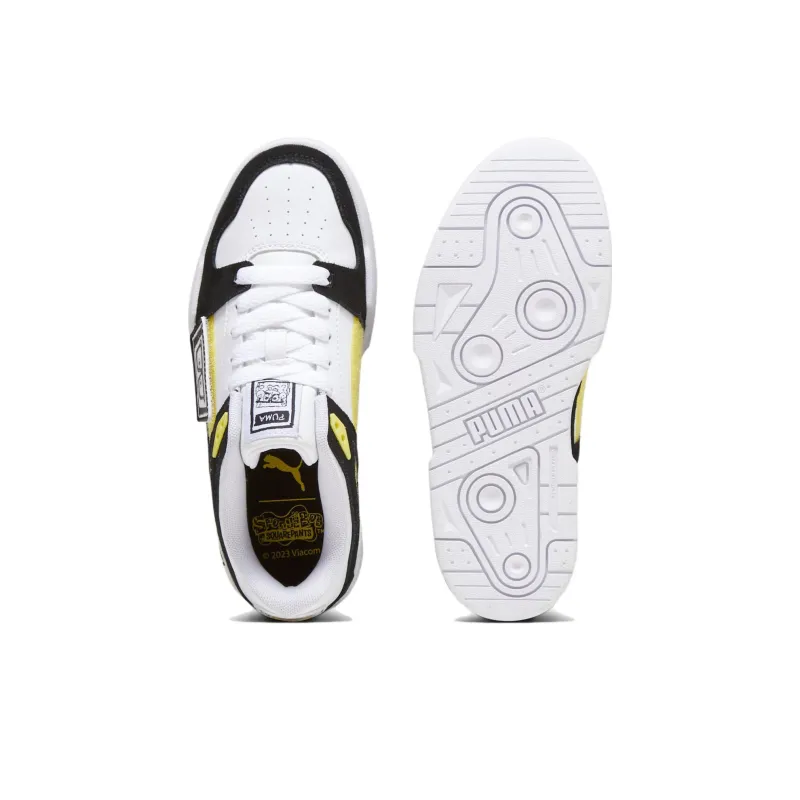PUMA X SPONGEBOB Slip Resistant Low Top Kids' Skateboarding Shoes White Teenagers-3