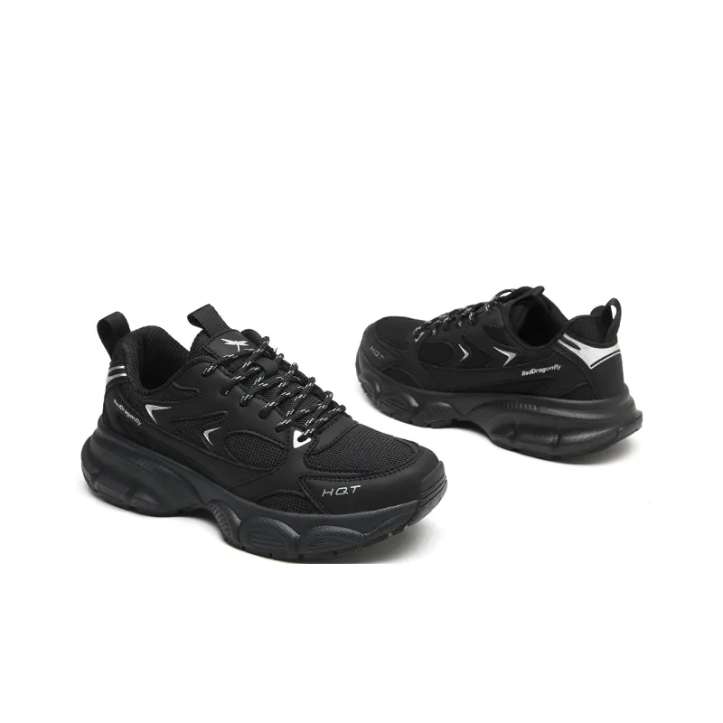 RED DRAGONFLY Chunky Sneakers Women's Low Top Black/White/Silver-4