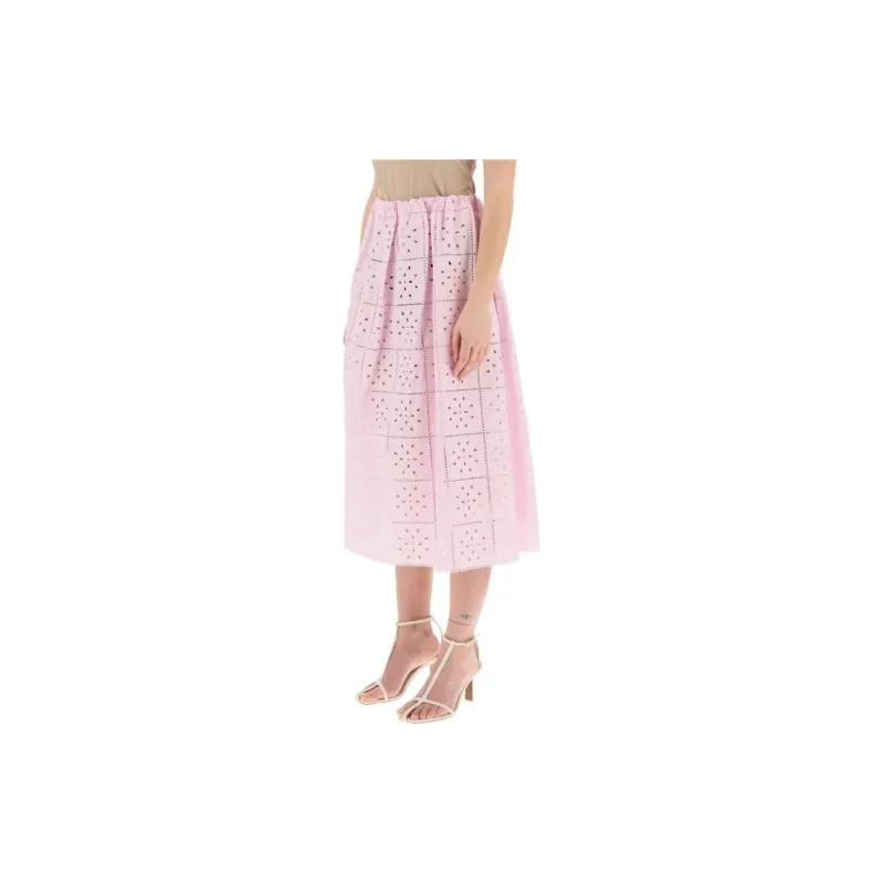 GANNI Broderie-anglaise Straight Skirt-4