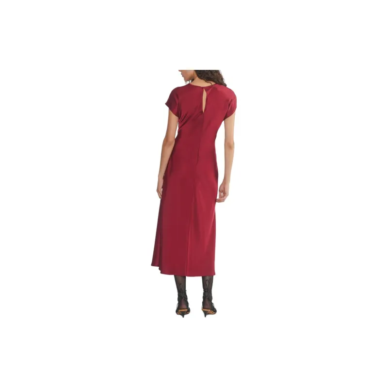 ARITZIA FW24 Wilfred Nicolette Satin Dress Short-Sleeved Dresses Women's Dark Ruby Red/Deep Gemstone Red-3