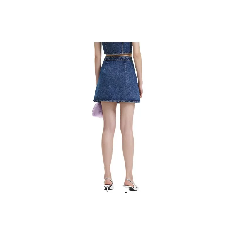 Self portrait Denim Short Skirts Women's Denim Blue-1
