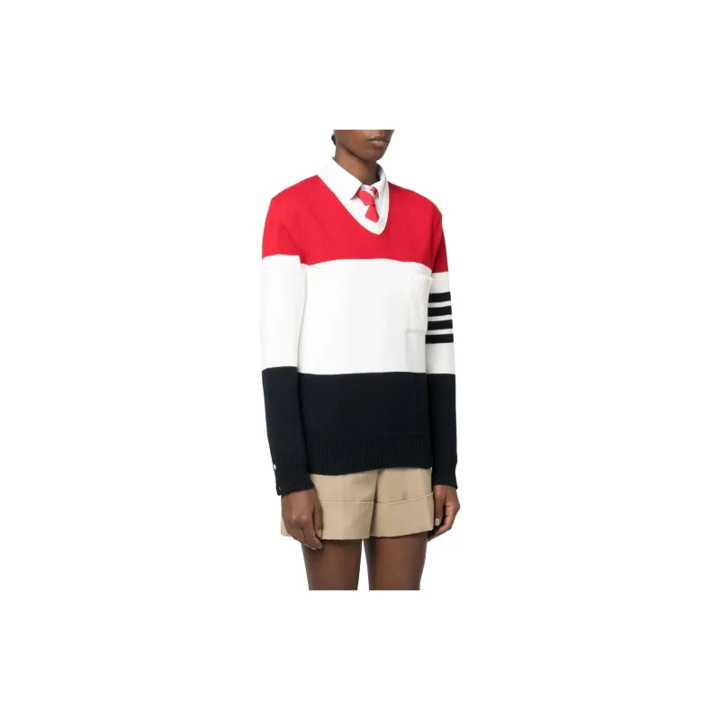 THOM BROWNE Sweaters Women's Blue With White Lettering-1
