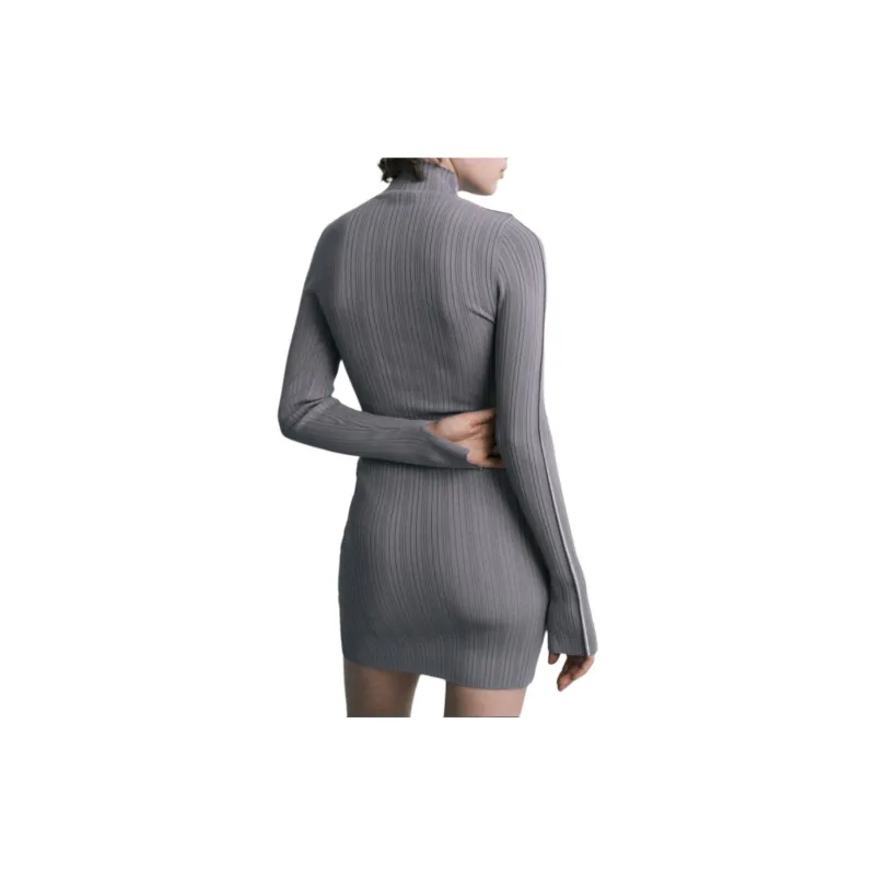ZARA Long Sleeved Dress Women's Gray-4