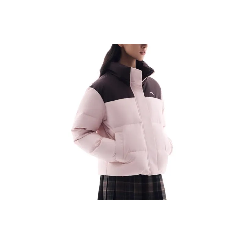 Anta Comprehensive Training Collection Sports Lifestyle Collection Down Jacket Women's Ebony Brown/Blazing Winter Pink-1