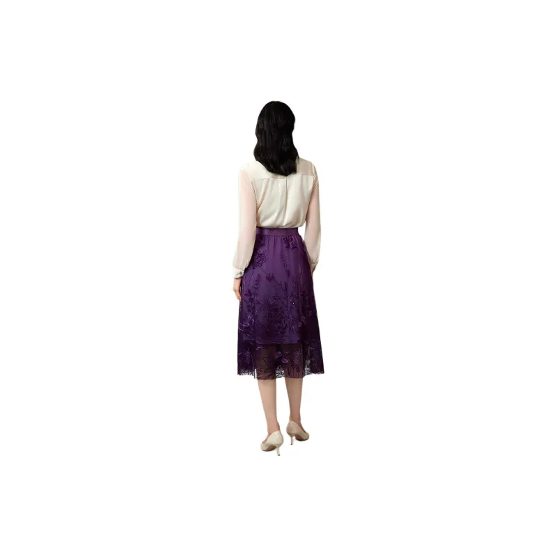 BBLLUUEE Casual Long Skirt Women's Purple Bamboo-3