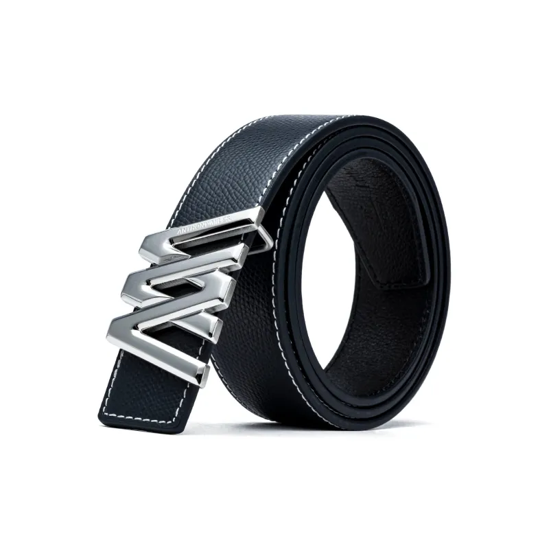 Anthony Miles Top Grain Cow Leather Leather Belts Men's Black 3.4cm-0