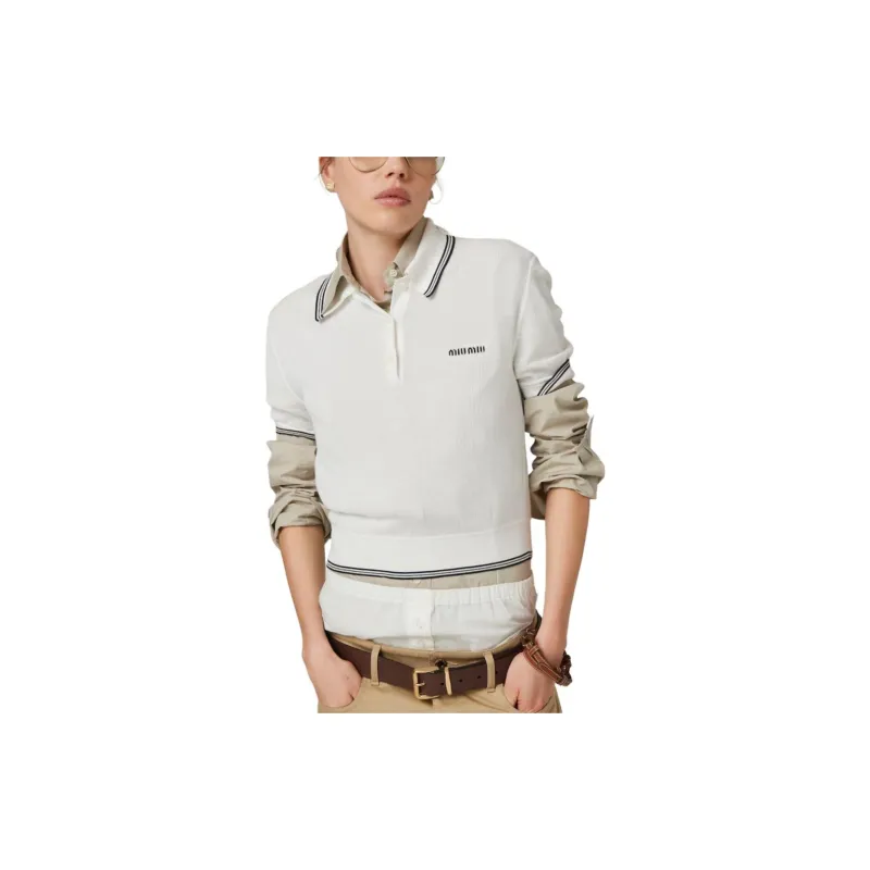 MIU MIU Stripe detail Polo Top-1