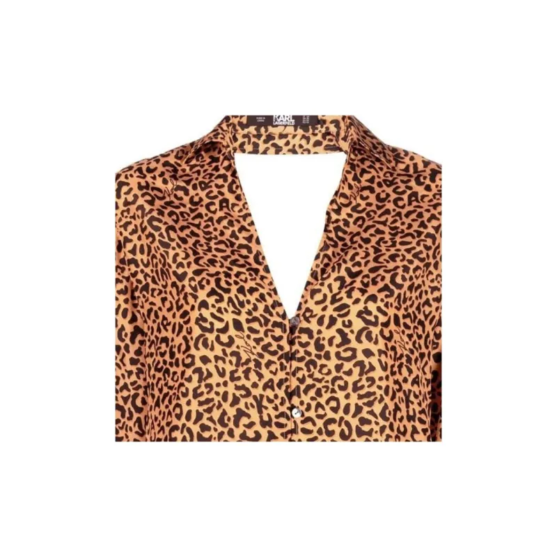KARL LAGERFELD / Karl Lagerfeld Jeans Leopard print Backless Silk Blouse-3