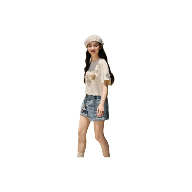 ZIHAN T Shirt Women's Beige Gold-3