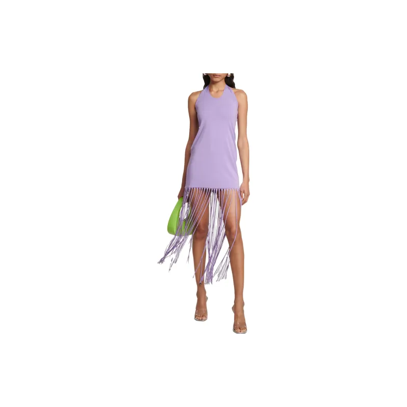 Rotate Cut Out Fringed Jersey Dress-1