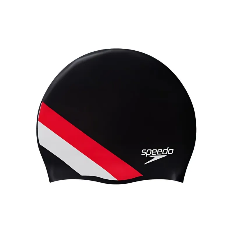 Speedo Swimming Caps Silicone Unisex Black Red White-1