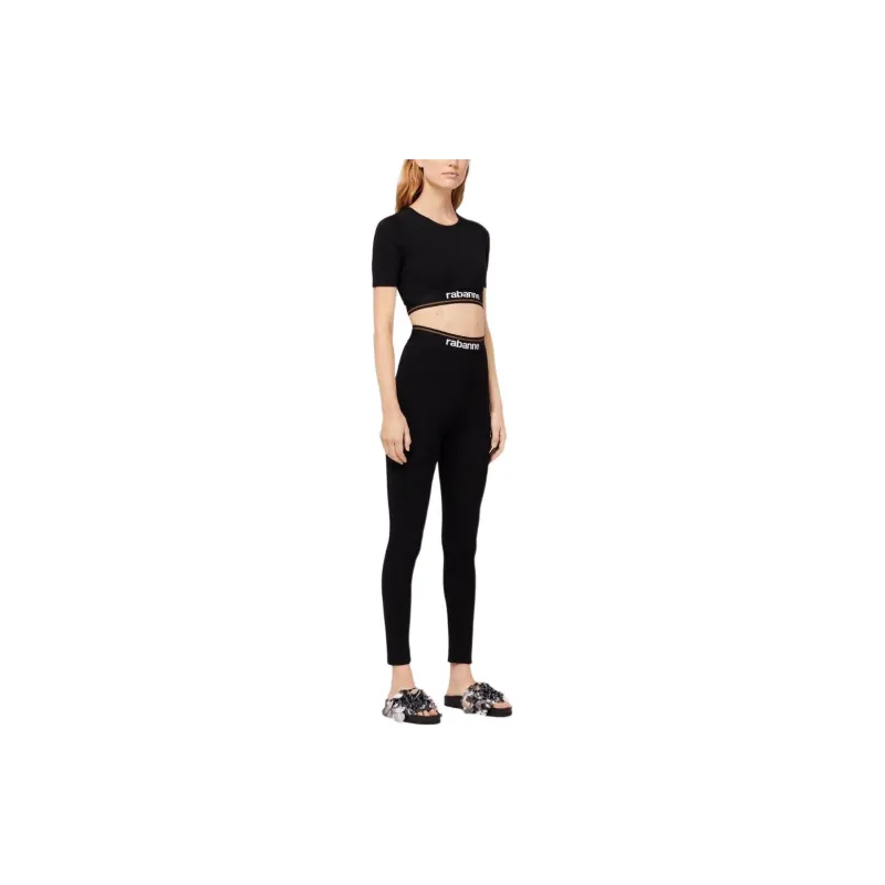 Paco Rabanne Logo Waistband Stretch Leggings-4