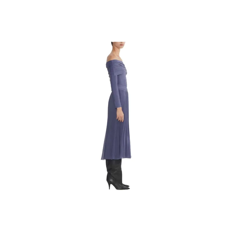 ARITZIA Wilfred New Twirl Pleated Skirt Casual Long Skirts Women's Nightshade Blue/cheese Blue-4