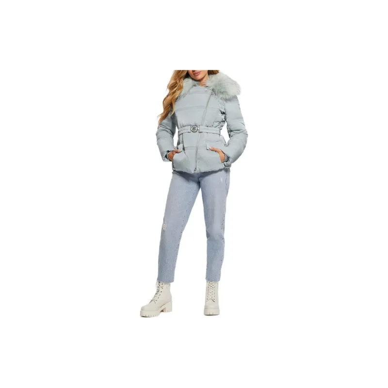 GUESS Eco Marisol Belted Puffer Jacket Jackets Coats Women's Light Blue-3