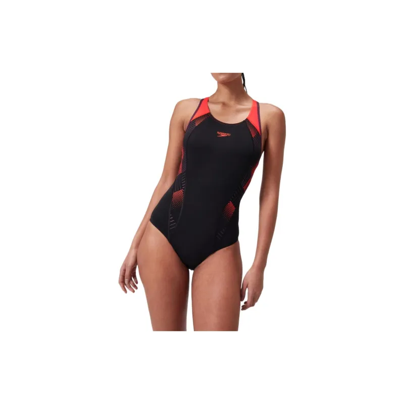Speedo Placement Laneback Swimsuit One-piece Swimsuit Women's Black-2