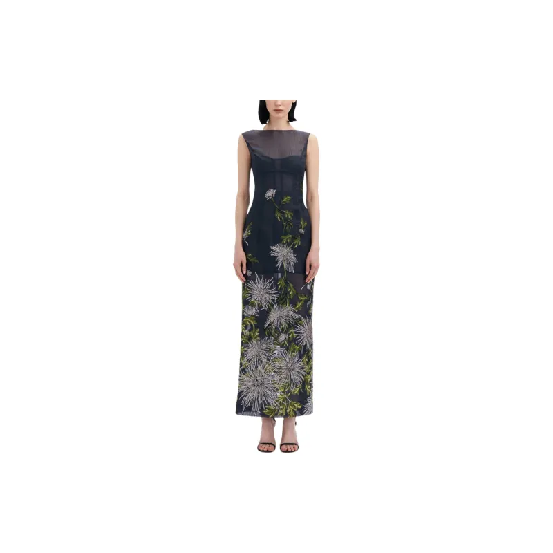 Oscar De La Renta Chrysanthemum Fil-coupé Column Gown-1