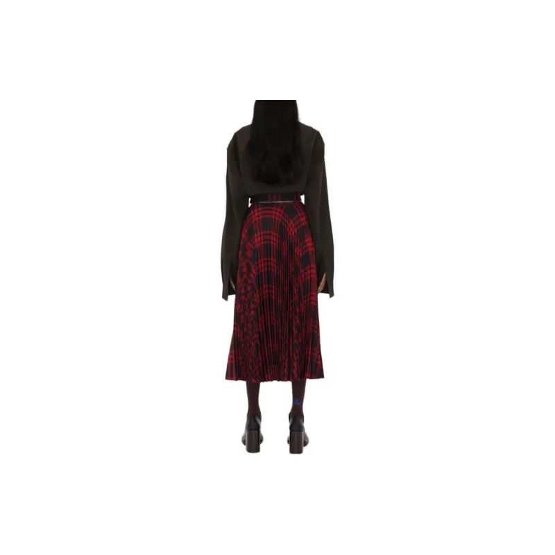 Burberry Checked Pleated Zip Detailed Skirt-2