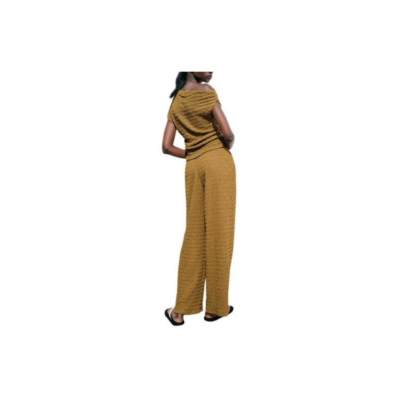 ZARA Casual Pants Women's Olive Green-3