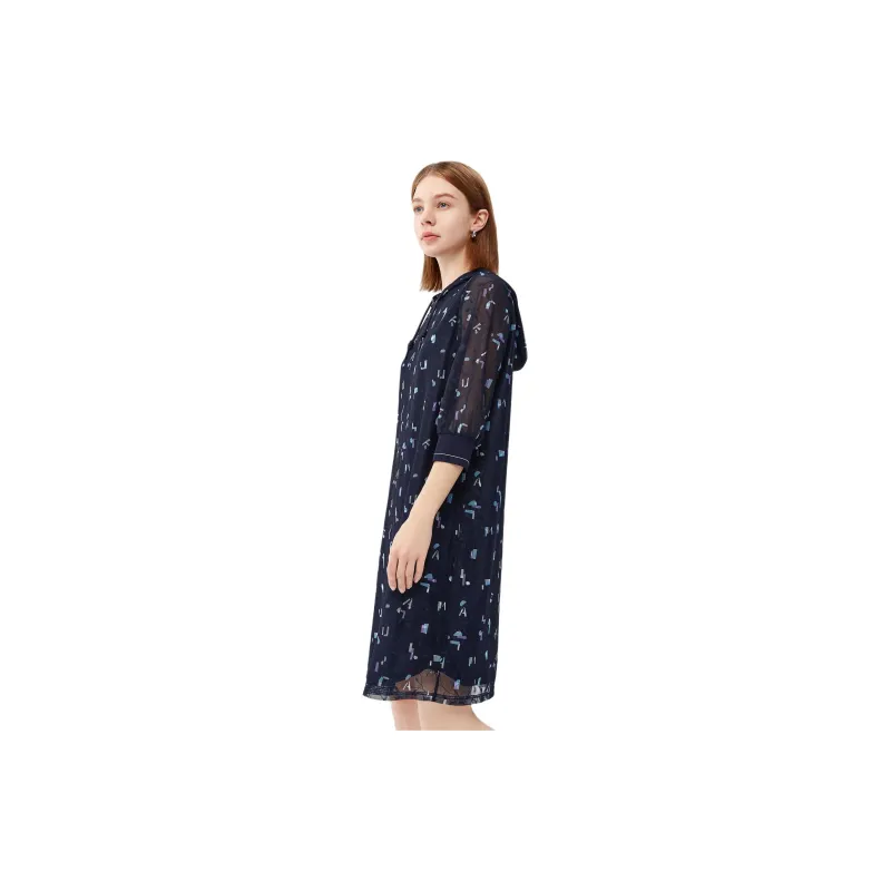 JZ. ANNAKRO Long Sleeved Dress Women's Floral Dark Blue-3