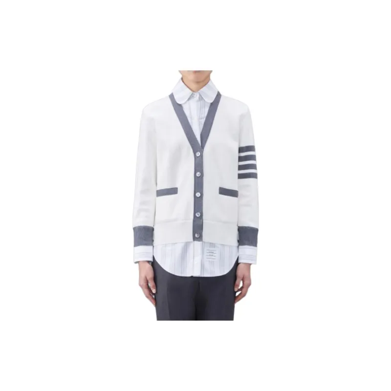 THOM BROWNE Milano Oxford Layered Shirt Cardigan-4
