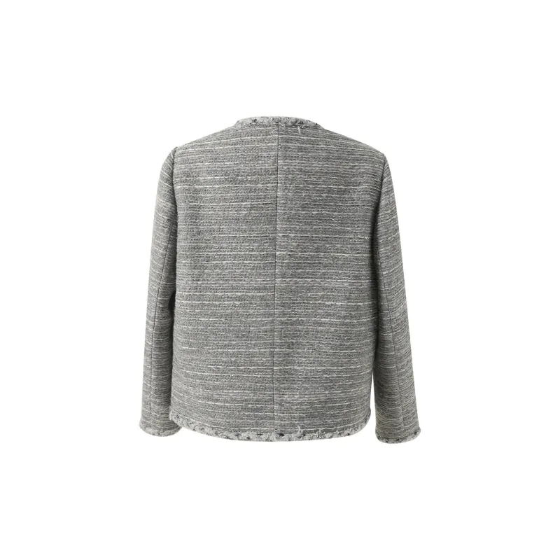 3COLOUR Cropped Coat Women's Stone Gray-1