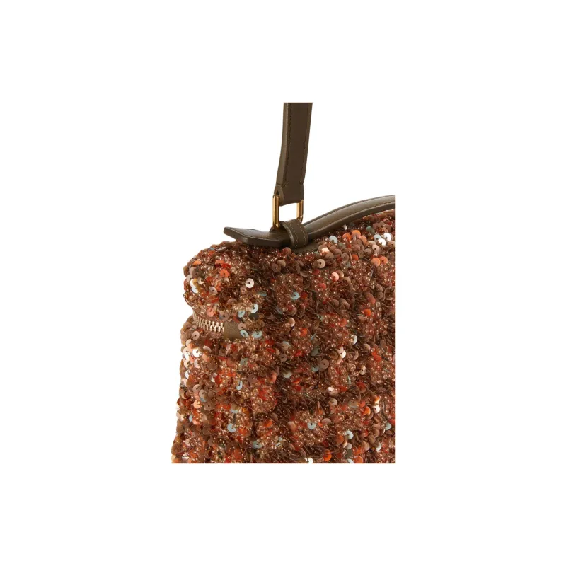 Loro Piana Cotton Shoulder Bag Crossbody Bag Handbag Women's Ebony Wood With Salted Thorns And Citrus Color-3