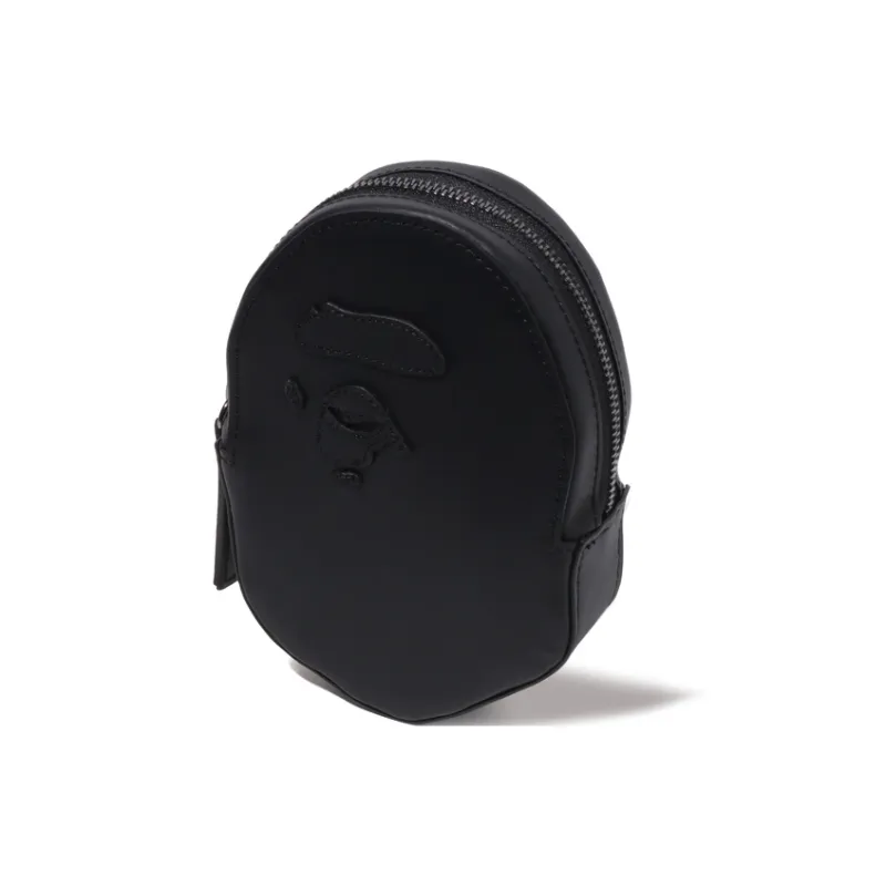 A BATHING APE Cow Leather Shoulder Bag, Crossbody Bag Mini Unisex Black-2