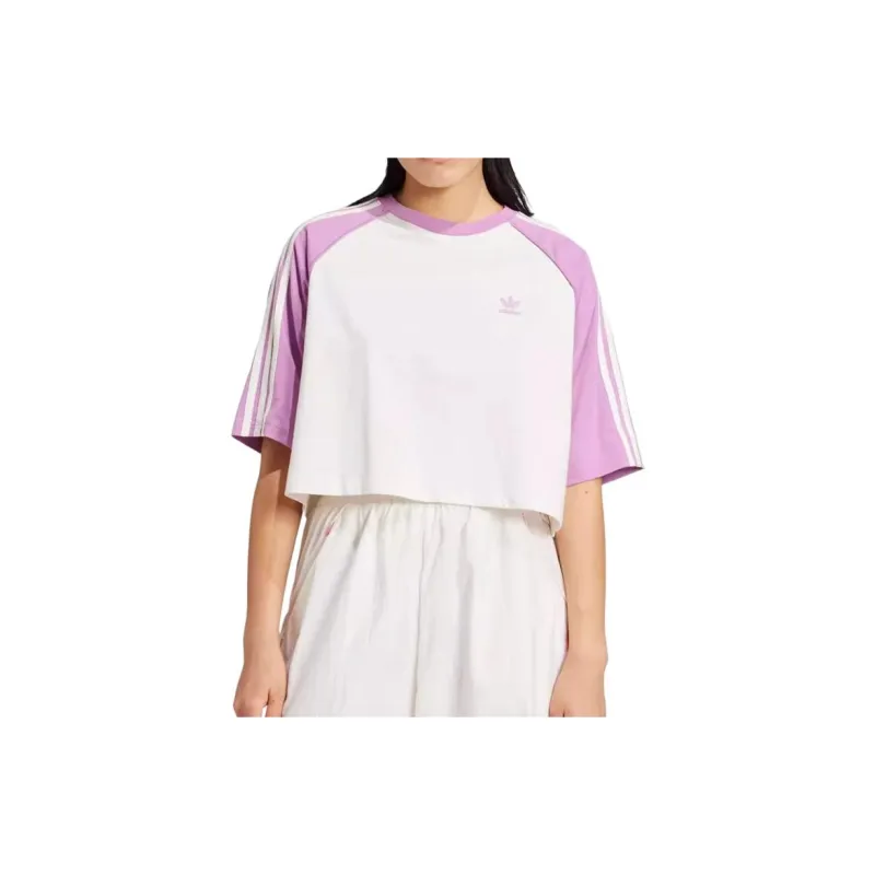 Adidas Originals ADICOLOR Raglan Sleeve T Shirt Women's White/Dark Purple-1