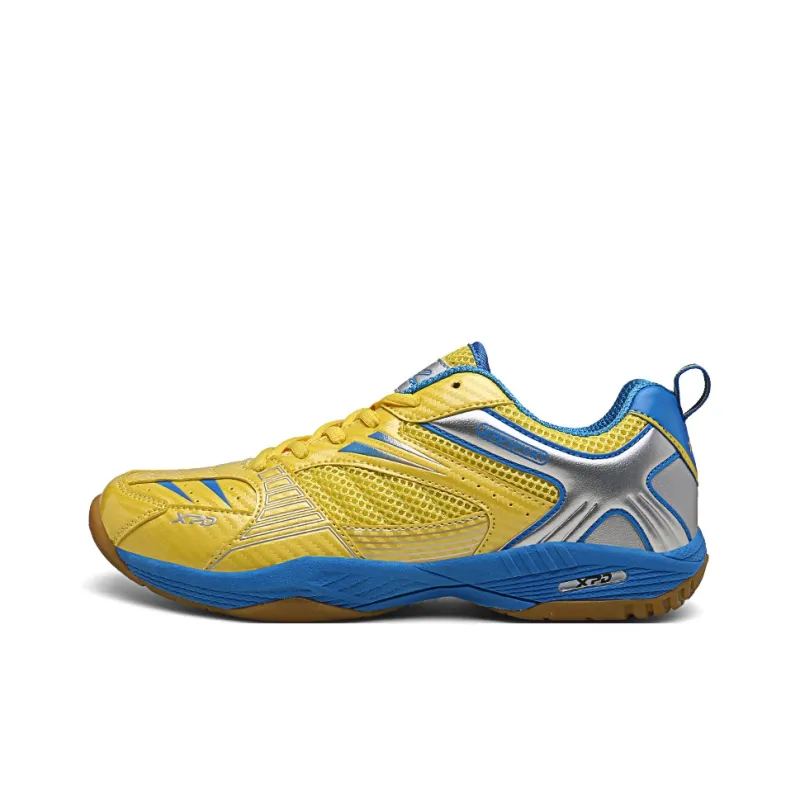 XPD Anti Slip Wear Resistant Breathable Rebound Low Top Badminton Shoes Unisex Yellow Blue-0