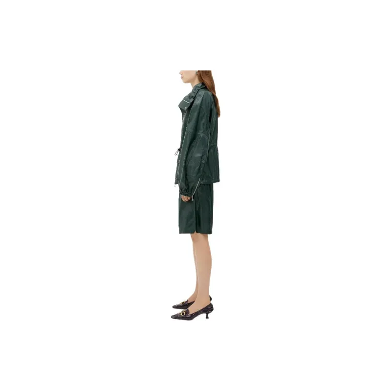 Bottega Veneta Leather Jackets Women's Green-3