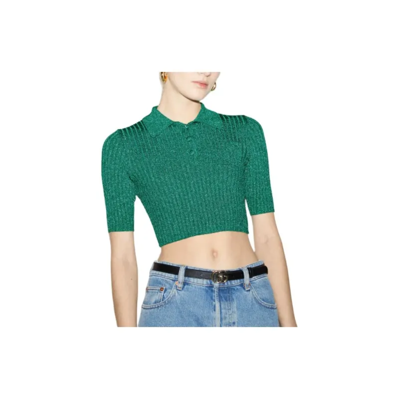 GUCCI Polo Shirts Women's Green-2