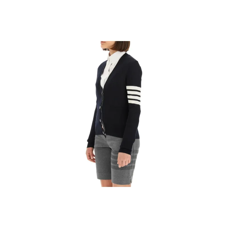 THOM BROWNE 4 Bar V Neck Cardigan-5