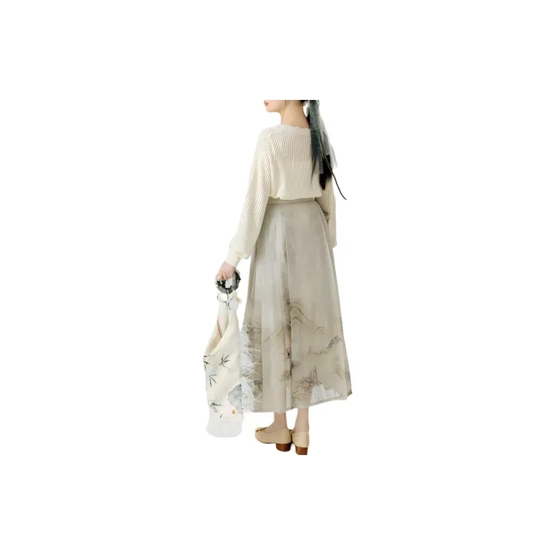 ZIHAN Casual Long Skirts Women's Misty Green-3
