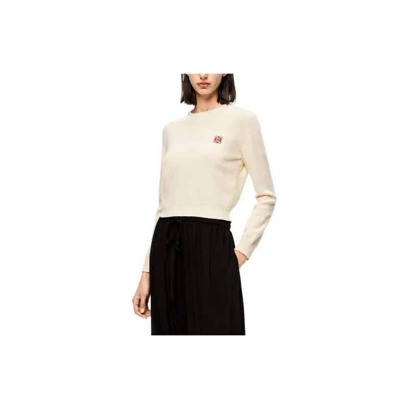 LOEWE SS22 Fitted Sweater Women's Cotton White-1