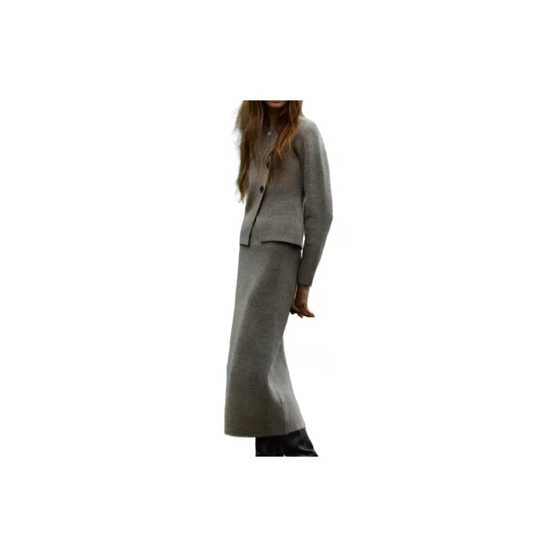 ZARA Knit Long Skirts Women's Gray-2