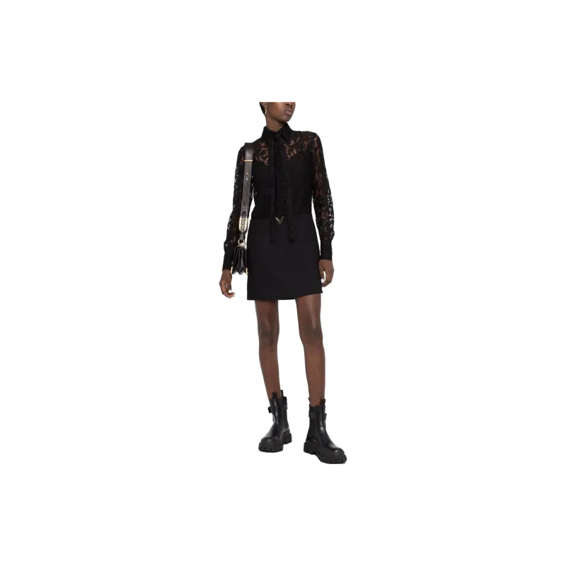 Valentino Long Sleeved Dresses Women's Black-1