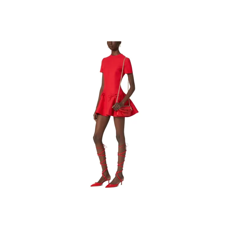 Valentino Short-Sleeved Dresses Women's Red-3