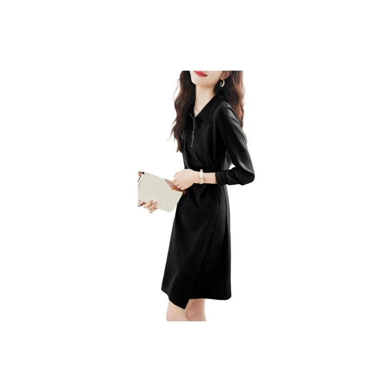Mo Han Yi Mei Long Sleeved Dresses Women's Black-2